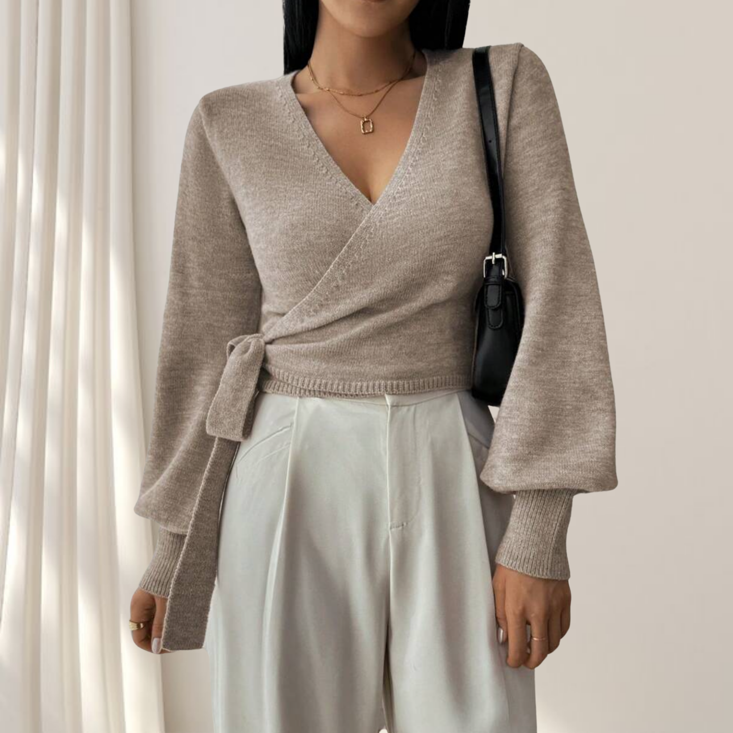 Pull noeud manche longue