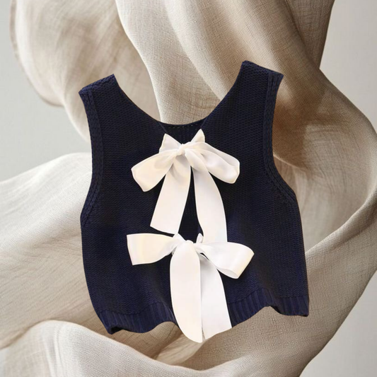 Cardigan à noeud blanc